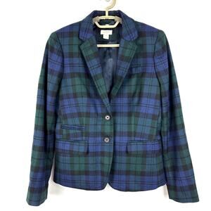 J. Crew Factory black watch plaid blazer 0 Wool blend 22235 academia preppy